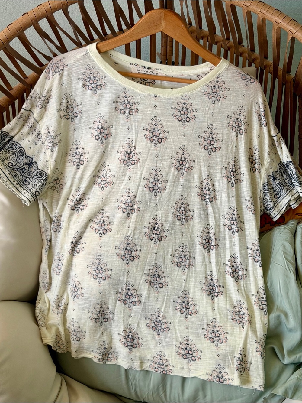 Free People We The Free Free People Printed Slub Tee Top XS - Boho